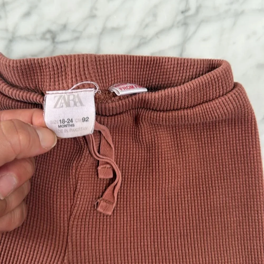 Zara Baby Waffle Knit Pants Mauve Size 18/24 Months